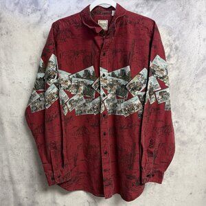 Western Plains Trading Co Western Shirt Mens XL Red Long Sleeve Cowboy Core